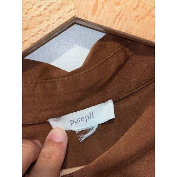 Pure Jill Brown Outdoor Long Sleeve 100% Lenzing Button-Up Shirt Women's Size XX - Picture 4 of 8